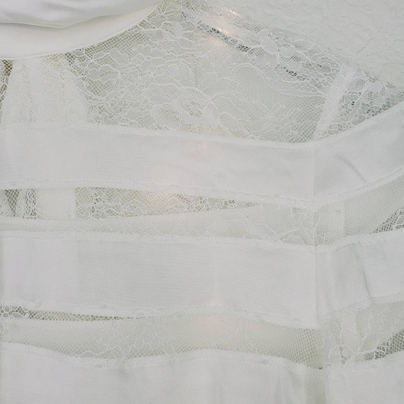 Sandro Paris Mirtylles White Floral Lace Viscose Satin Blouse NWT Small NEW Ecru - Picture 5 of 16